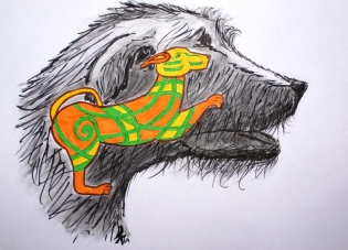 Les lévriers d'Irlande (Irishwolfhound) Encre de chine et feutre sur papier 
21 x 29,7 cm
2010