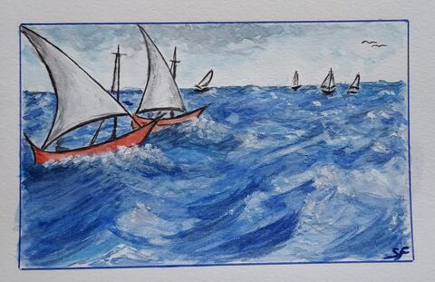 A la Van Gogh, mes barques Aquarelle sur papier Canson 
18 x 25 cm
2022