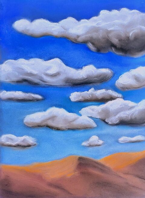 Dans les nuages Pastel sur papier Canson 
24x32 cm